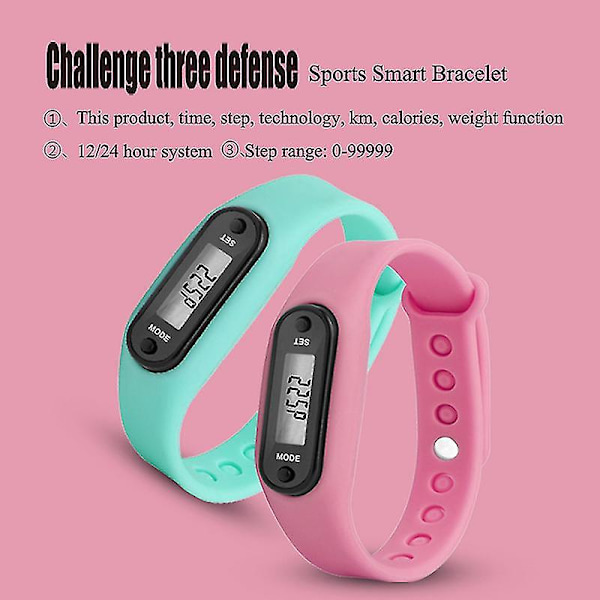 Step Count Activity Tracker Fitness Sport Klokke Håndledd Skritteller LCD Voksen Barn green