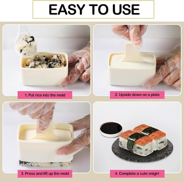 Onigiri Form Set, 3-pack Risbollsform Stor Triangel Risform, Japanskt Sushi-kit för Lunch Bento