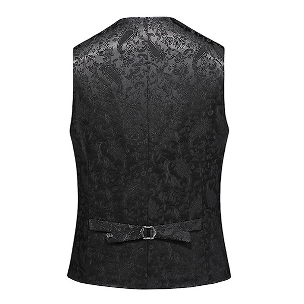 Sliktta Herre 3Pce Paisley Kjole Vest og sløyfesett og Pocket Square Black M