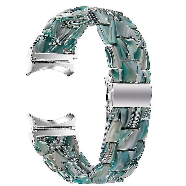 För Samsung Galaxy Watch 5 40mm / 44mm / Watch 5 Pro 45mm Resin Watch Band Rostfritt stål Spänne Armband Armband Green   White