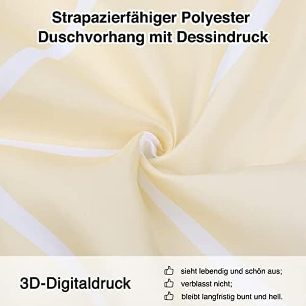 Mögelresistent duschdraperi i polyester 183 x 183 cm, digitaltryckt tvättat tyg, badrumsdraperi med 12 gratis krokar