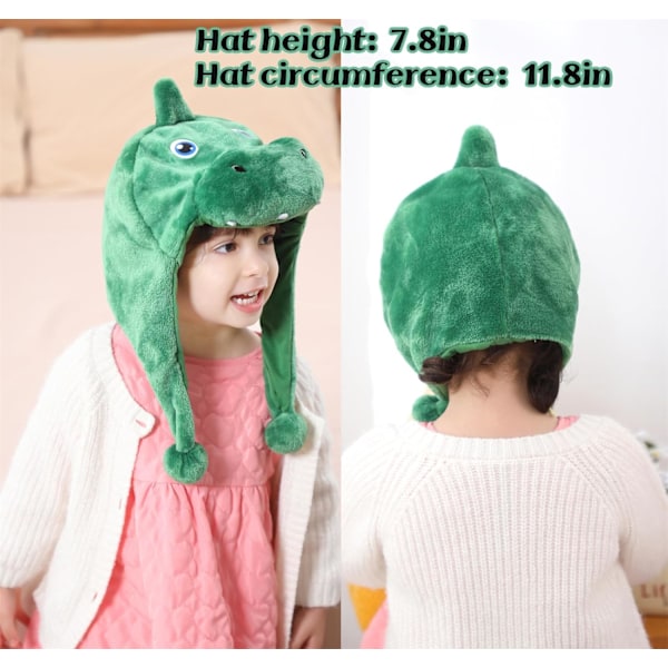 Vinter Unisex Pludset Dyr Hat Børn Piger Drenge Sød Sjov Dyr Ansigt Halloween Hat med Lange Øreklapper Julefest Dinosaur