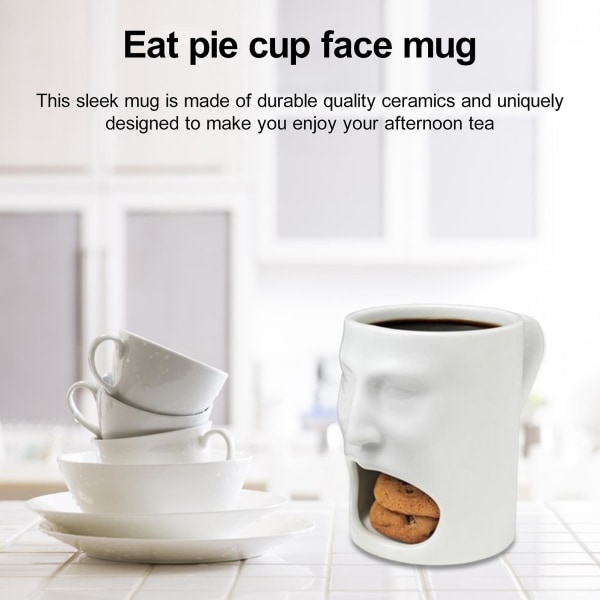 Tyuhe Coffee Cup Tyylikäs keraaminen teekuppi keksipidikkeellä Creative Face Shape -vesikuppi kotitoimistoon