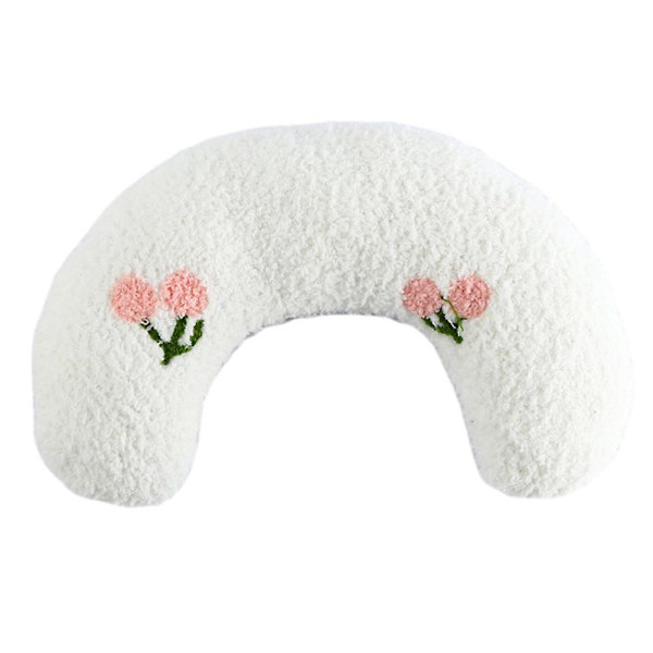 Mjuk hundsäng lugnande kuddar husdjur nackkudde för valp ultra mjuk fluffig husdjur lugnande leksak halv munk cuddler White