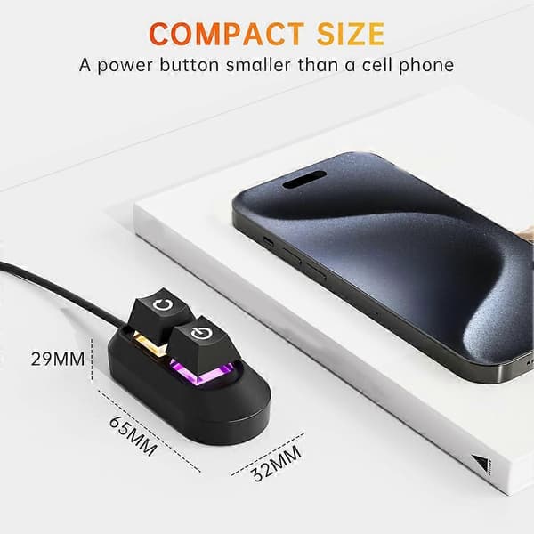Desktop Computer Switch Button Extension Cable PC Power Button Mekanisk Switch Stil B Svart