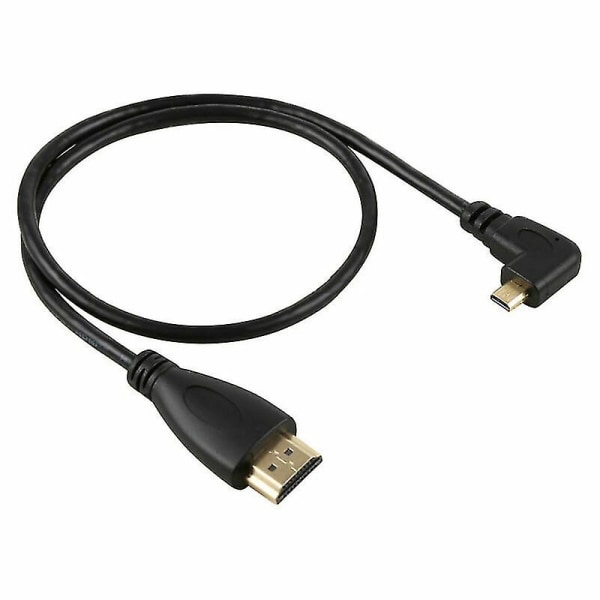 Micro HDMI-kompatibel typ D hane 90 grader vänstervinklad till HDMI-kompatibel 1.4 hane 1080p HDtv-kabel