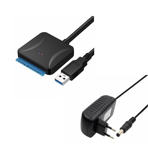 SATA - USB 3.0 -sovitin, ulkoinen kiintolevykaapeli 2.5  \"3.5 \" SSD/HDD HDD-lukija ja virtalähde