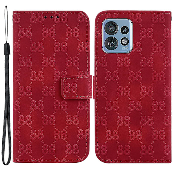 Läderfodral med stativfunktion för Motorola Moto X40 5g/edge 40 Pro 5g/edge+ (2023) Dubbel 8-formad prägling Plånboksfodral Red