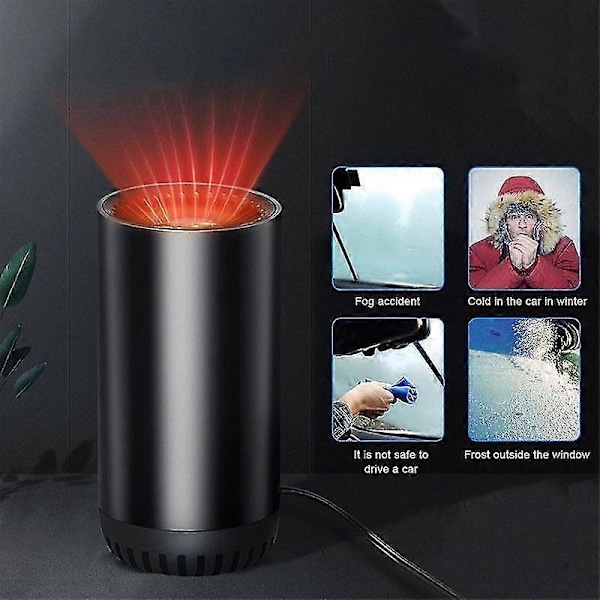 12V Bilvärmare, Koppsformad, Varmluftsfläkt, Elektrisk Fläkt, Vindrutesavfrostning, Avfuktning, Bärbar Bilvärmare