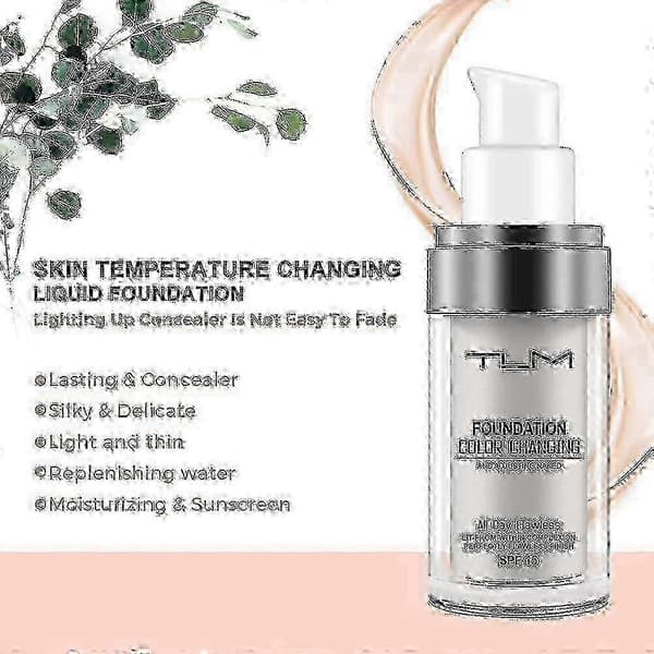 2 STK TLM Farveskiftende Foundation, Fejlfri Farveskiftende Foundation, Flydende Makeup Base Ansigtsconcealer til Aldrende Hud_cdb1