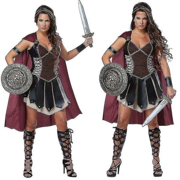 Medieval Roman Xena Warrior kostym för kvinnor Spartan Warrior Cosplay Halloween Carnival kostym Clothing only XL