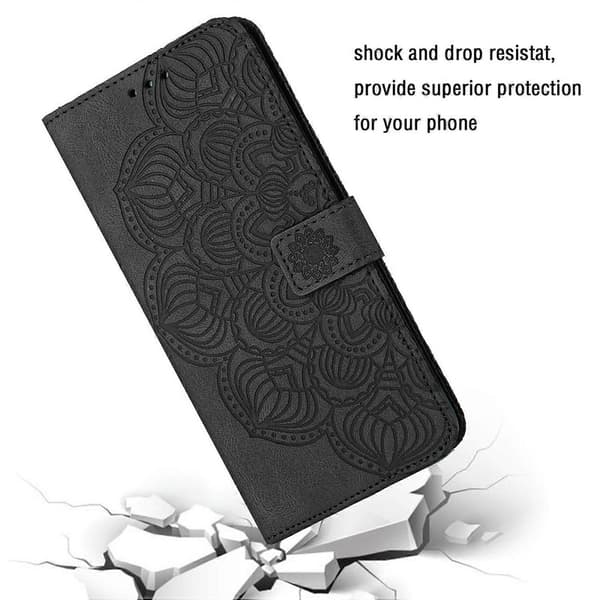 Mandala Präglad Flip Läderfodral för iPhone 14 Plus Black