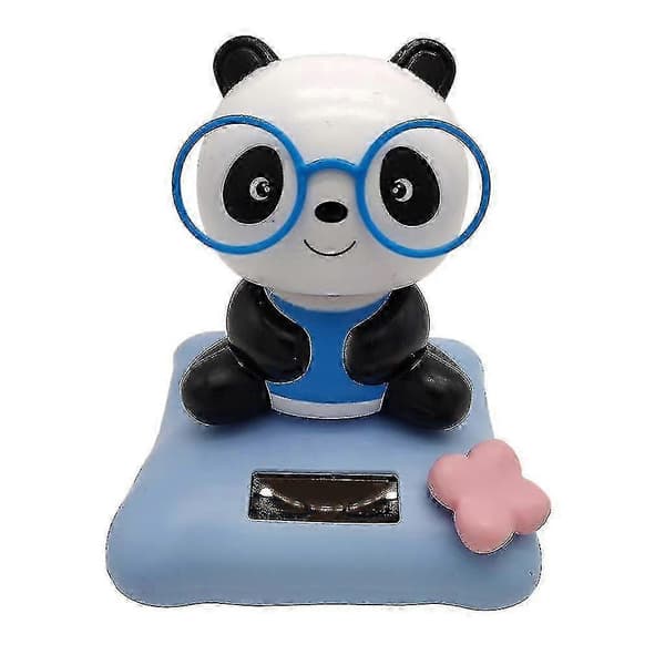 25-26 Soldriven dansande leksak söt Bobblehead Panda Sun Dancer Blå