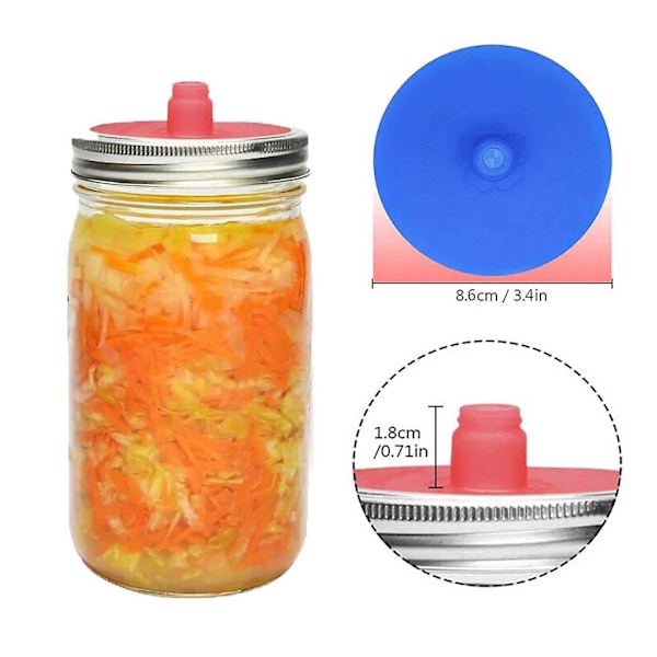 5 stk. Mason Fermenter Cap Pickle Waterless Airlock Fermentering Låg Brede Mundrør Til Krukke Silikone Inkluderet Metalringe