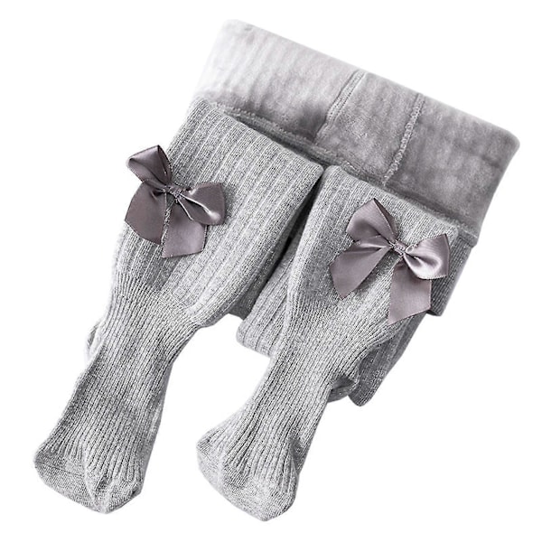 Babyjente Leggings Høst Vinter Tykke Leggings Varmende Plysjforet Strømpebukser En-delt Barn Gray 5-7 Years Old