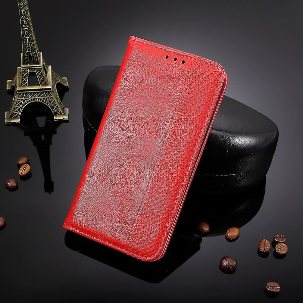 Motorola Edge 30 Neo 5g lommebokveske - Magnetisk automatisk lukking - Retro Pu-skinn - Avtrykksmønster - Telefonstativ Red