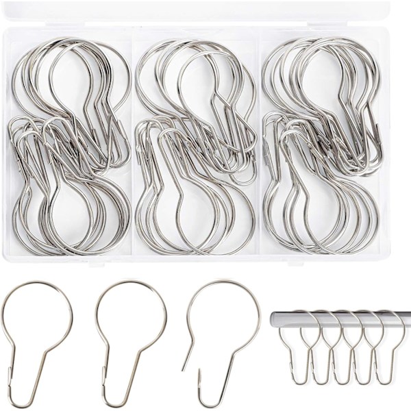 40-pack (Silver) Duschdraperiringar, Gardinringar, för Badrum, Vardagsrum, Sovrum