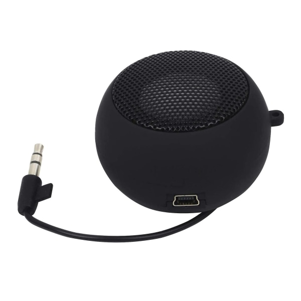 Mini-højttaler bærbar genopladelig rejsehøjttaler med aux-indgang kablet 3,5 mm hovedtelefonstik Black