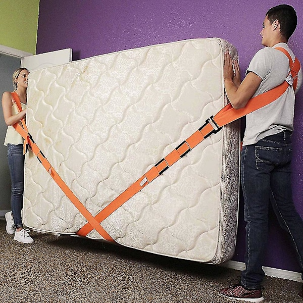 Carrier Moving, 2 People Of The Strap, Transportbælte, Møbelbælte, Løftebælte Orange