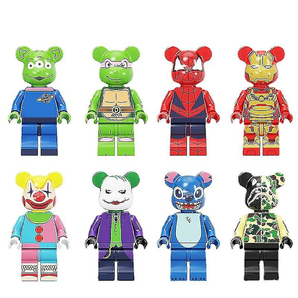 Bearbrick Nätbitar Röd Violent Bear Blx3033 Graffiti Clown Spiderman Minifigur