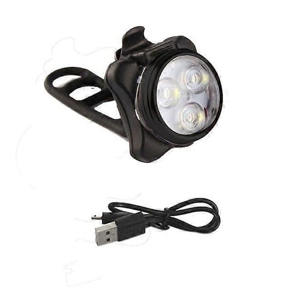 Sykkel 3 LED frontlys med USB oppladbart baklys med klips White