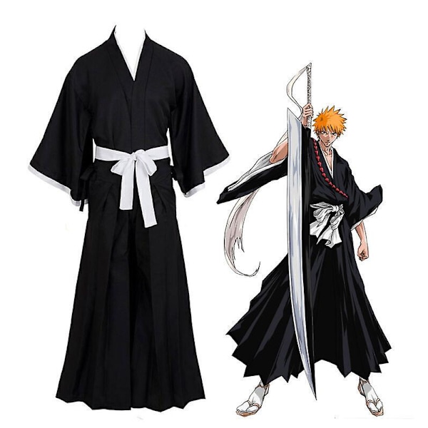 Japansk Bleach Kurosaki Ichigo Robe Cloak Coat Cosplay Kostym XL