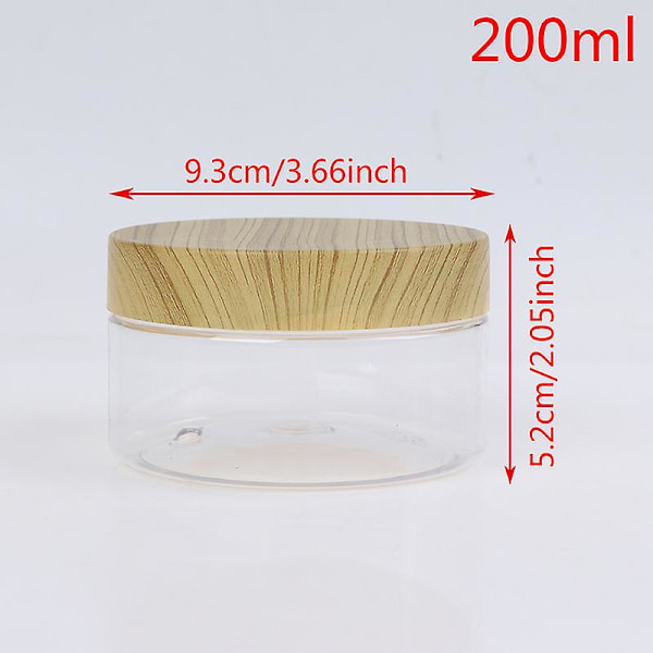 Tom Klar Burkbehållare Med Plastlock i Träimitation Plastförvaringsflaska Clear 200ml