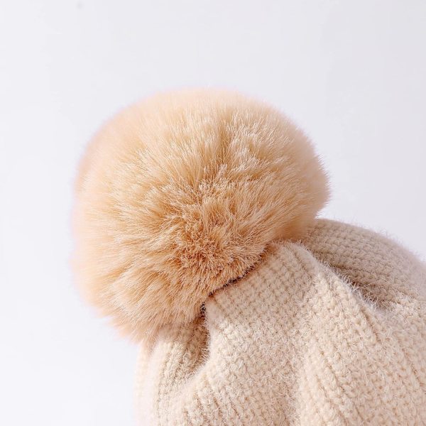 Dam vinter Peruvian öronbeklädnad Beanie Hat Öronklaffar Sherpa Skidmössa Stickad Fleecefodrad 3 Pom Khaki One Size