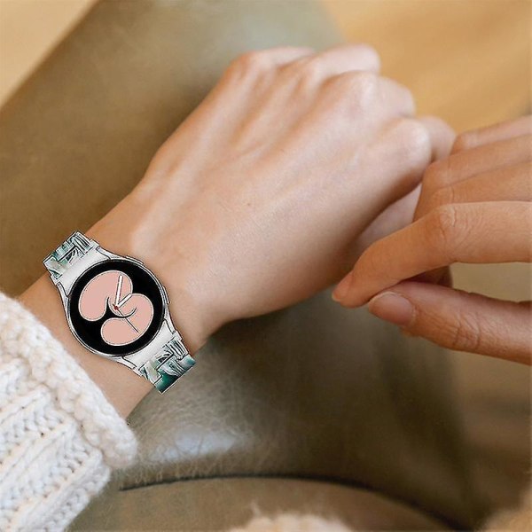 Til Samsung Galaxy Watch 5 40 mm / 44 mm / Watch 5 Pro 45 mm Resin urbånd i rustfrit stål med spændearmbånd Green   White