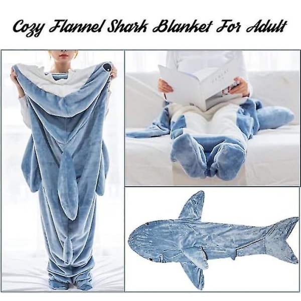 Shark Shark Blanket Hettegenser Voksen - Shark Onesie Voksen Wearable Blanket - Shark Blanket Super Soft Cozy Fla Xl