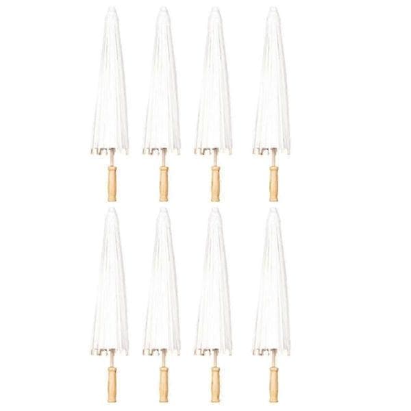 8 st pappersparasoll bröllopsparaply present 60 cm bambuparasoller för brudfester mittstycken foton Vit