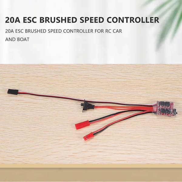 20A Bustophedon ESC Brushed Hastighetsregulator For RC Bil Lastebil Båt Red  black