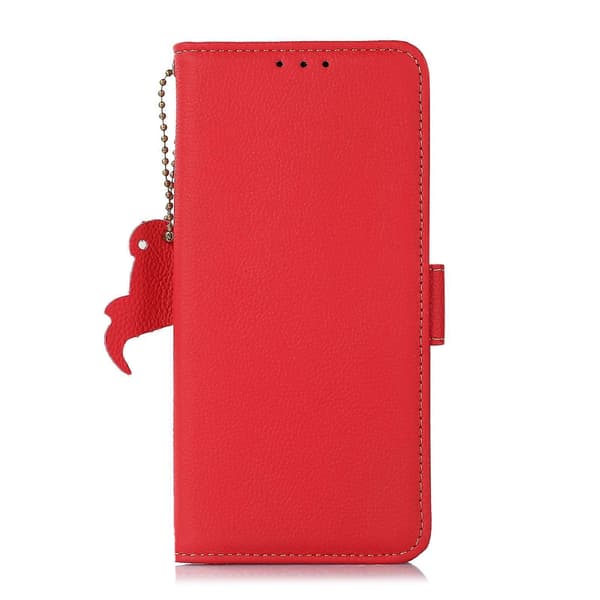 Sidomagnetiskt TJ Läder RFID-telefonfodral för Redmi Note 14 5G Red