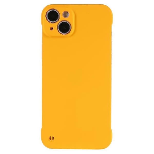 Kompatibel med iPhone 15 Plus-deksel Rammeløst Hardt PC-telefondeksel med hudfølelse Yellow