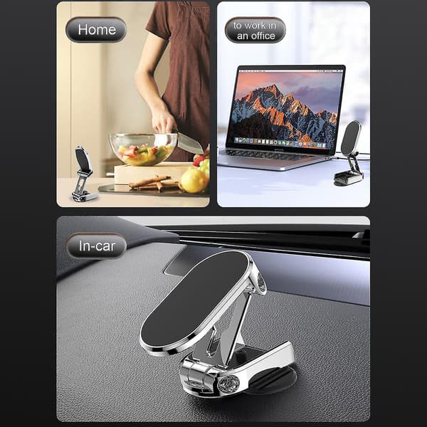 Universal 360 Rotation Magnetisk Telefonholder Foldbar Bilmontering Stativ Dashboard 2023 Black