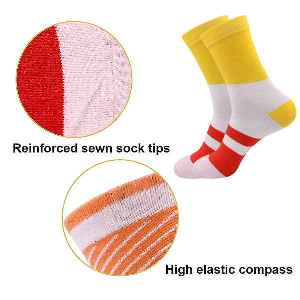 5 par Sushi Strumpor Mid Calf Strumpor Bomull Julstrumpor - Par Casual Strumpor Julklappsbox Set LLWL
