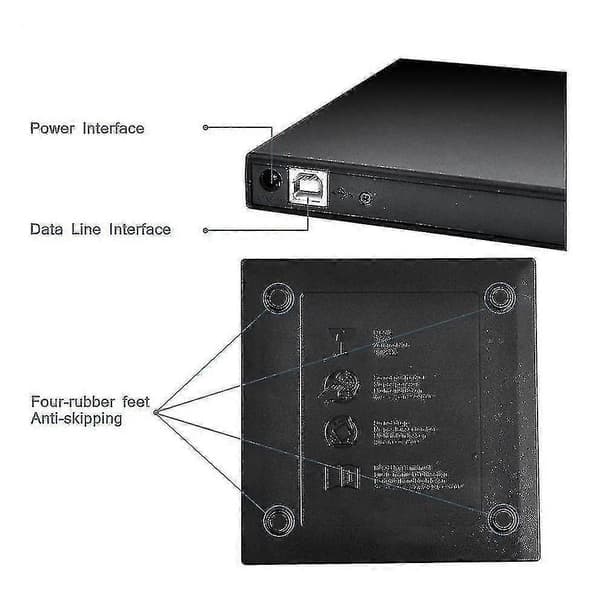 Usb 2.0 Ekstern Cd/dvd-afspiller Sort