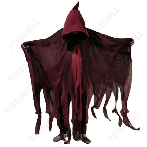 Unisex Halloween Ghost Dementorer Cosplay Kostym Gotisk Skräck Zombie Tattered Hooded Capes Day Of The Dead Festrekvisita kappor