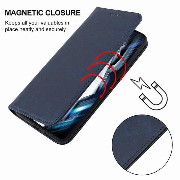 Magnetiskt läderfodral för Xiaomi Redmi K50 Gaming Blue