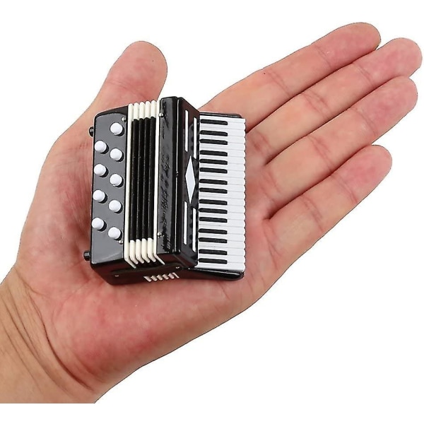 Miniature harmonika med æske Mini Instrument Replika Samleobjekter Miniature Dukkehus Model Hjem Dec