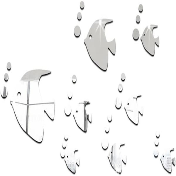 8-pack 3D Tropiska Fiskar Spegeleffekt Väggdekaler Design
