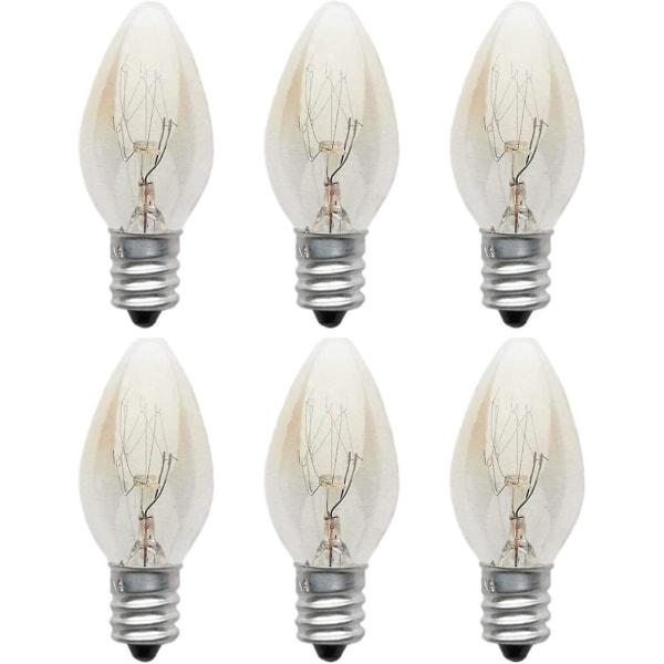 6 delar Glödlampa E12 Glödlampa 220v 10w C7 Tips Bubble E12 Liten Skruv Saltlampa, Nattlampa Med Glödlampa För Saltlampa, Glödlampa Tu
