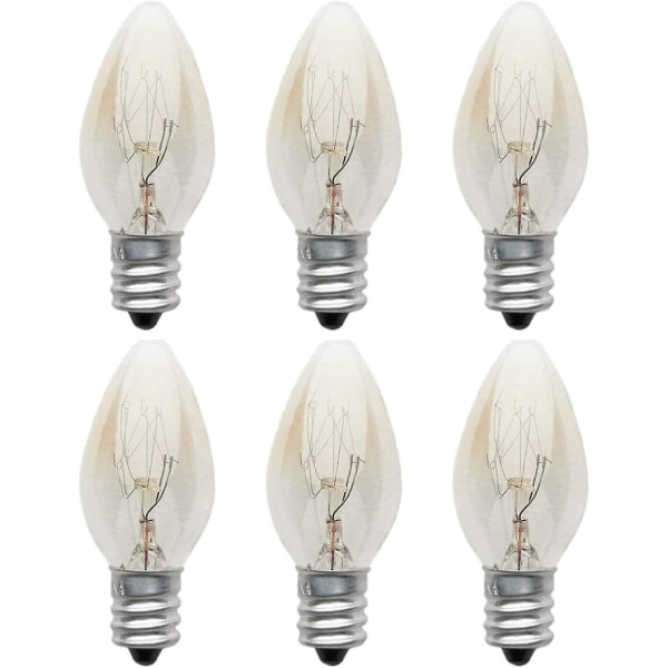 6 stk lyspære E12 glødelampe 220v 10w C7 tip boble E12 liten skrue saltlampe, nattlys med lyspære for saltlampe, glødelampe Tu