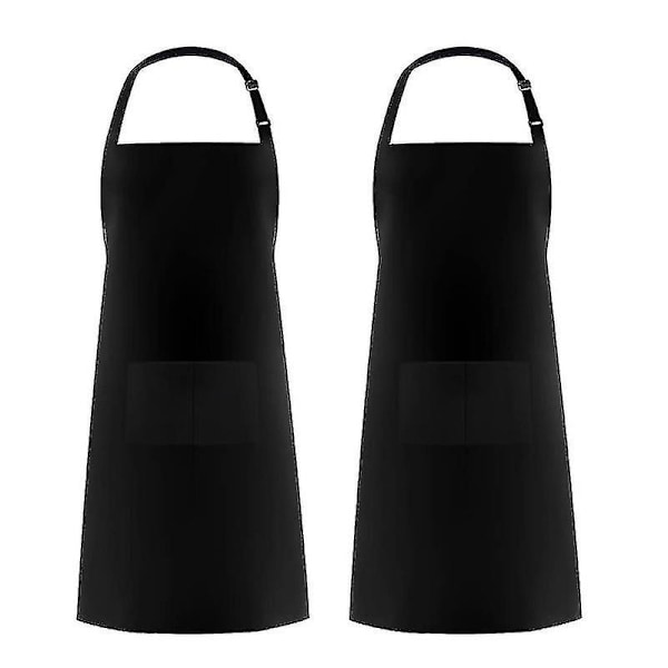 Svart Utopia Kök 2 Pack Justerbar Haklappsförkläde Med 2 Ficka