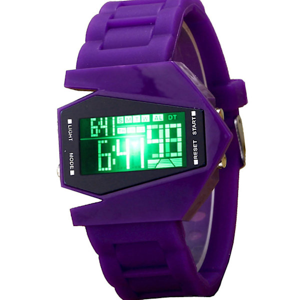 Digitalt Airplane Watch Multifunktionelt Unisex Farverigt Led Airplane Watch til kvinder og mænd Purple