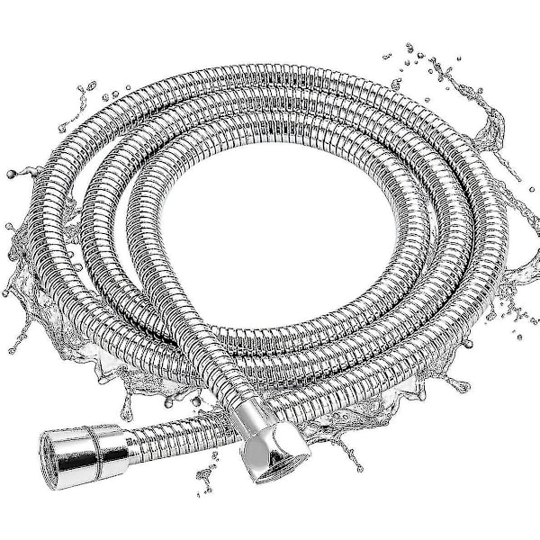 Shower Hose 2m, Chrome Flexible Universal Shower Hose Expandable Stainless Steel Hose Anti-explosion