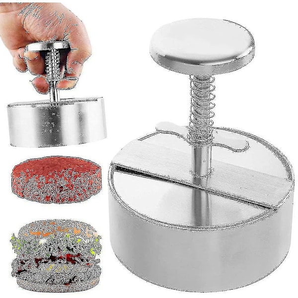 Burgerpress i rostfritt stål, perfekt för grill och kök