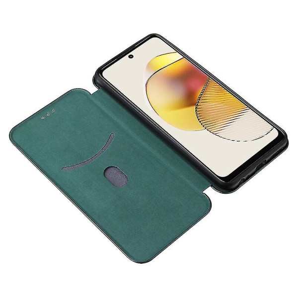 Yhteensopiva Motorola Moto G73 5g hiilikuituisen case Folio Flip cover kanssa Green