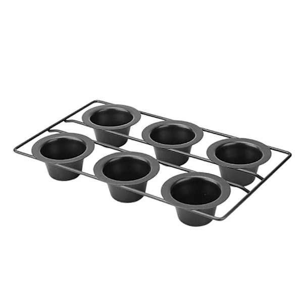 Popover Kageform Non-Stick Muffin Cupcake Bageform til Ovnbagning Vertikal Kop Design 6-Hullers Alsidig Vaffel Buddingeform Black