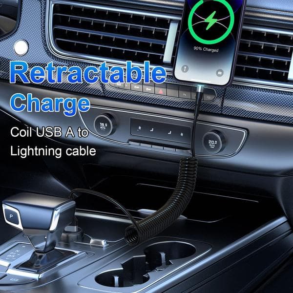 Spiralkabel iPhone-laddningskabel 2-pack, Apple Carplay & MFi-certifierad